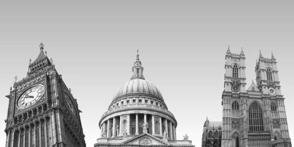 Londra punti di riferimento isolati: Big Ben, St Paul, Westminster — Foto Stock