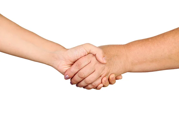 stock image Closeup of business shaking hands against