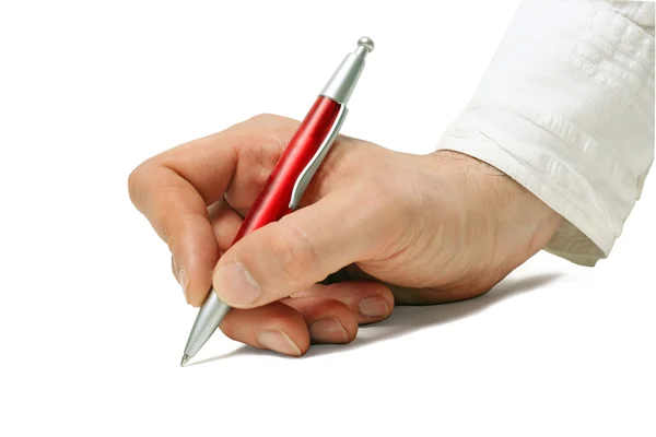 Écriture à la main avec stylo à bille — Photo
