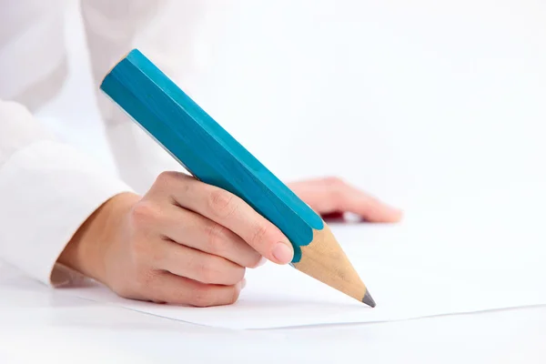 Escrita Mão Com Lápis Close — Fotografia de Stock