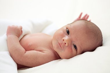 Cute one week old baby boy clipart