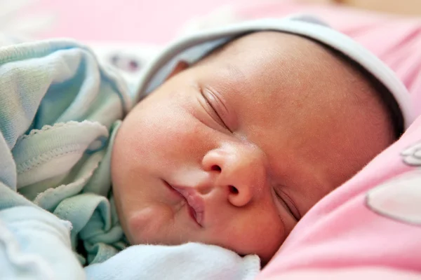 Beautiful one week old baby boy asleep — Stock Photo, Image