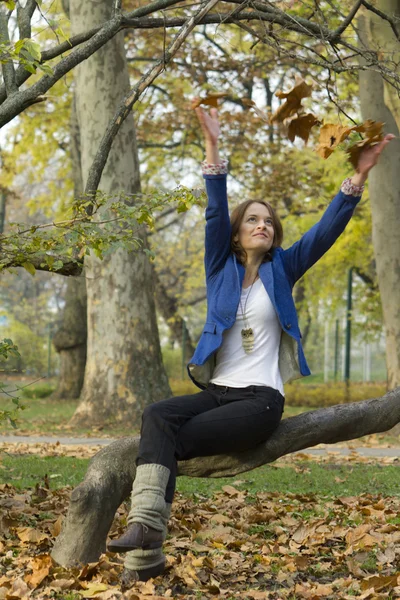 stock image Women in the autumn forest