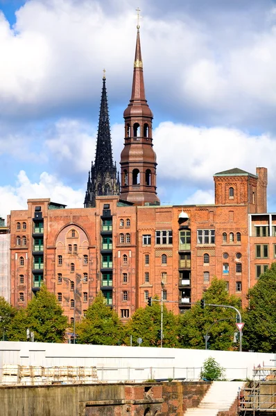Складський Район Гамбург Німеччина Chuches Святого Миколи Святого Katharina — стокове фото