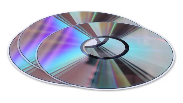 Three CD / DVD disks isolated on White — Stock Photo, Image
