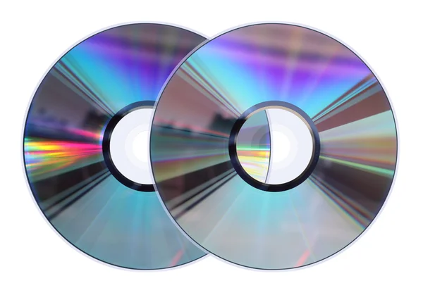 Dwie płyty Cd / Dvd dysków na białym tle na biały — Zdjęcie stockowe