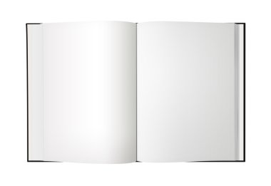 Open book with blank pages, isolated on a white background. clipart