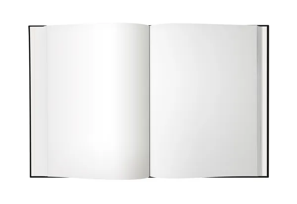 Ανοίξτε Βιβλίο Λευκές Σελίδες Απομονωθεί Λευκό Φόντο — Φωτογραφία Αρχείου