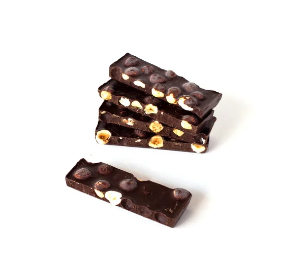 Dunkle Schokolade mit Haselnüssen — Stockfoto
