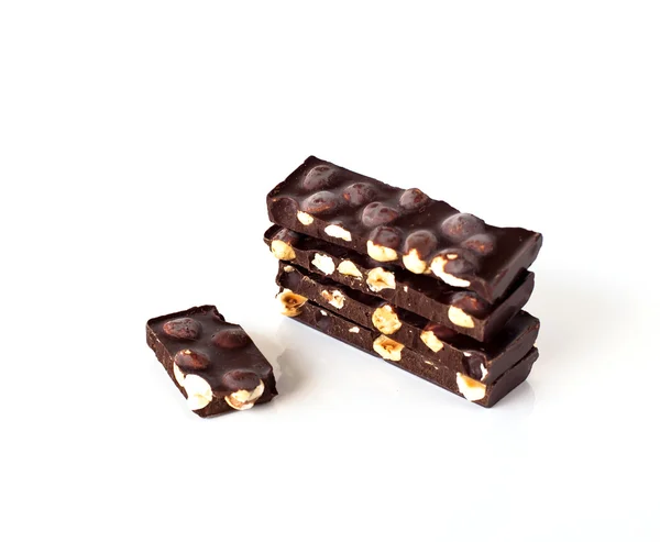 Hořká čokoláda s lískovými oříšky — Stock fotografie