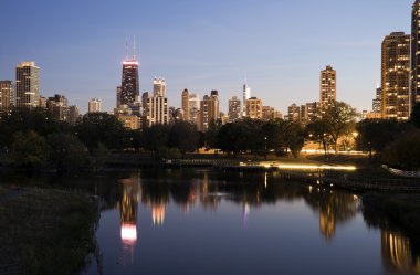 Chicago skyline from Lincoln Park clipart