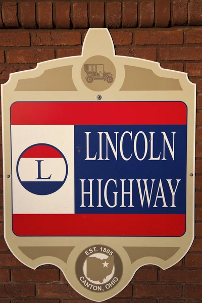 Znak Drogowy Autostrady Lincoln Widziałem Canton Ohio — Zdjęcie stockowe