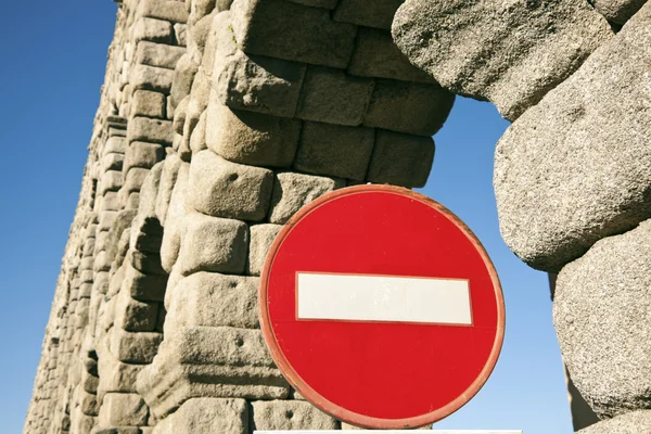 Betreten Verboten Aquädukt Segovia Spanien Europa — Stockfoto