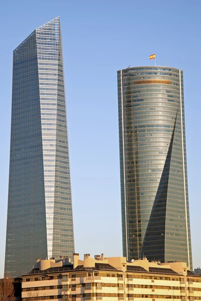 Cuatro Torres Üzleti Terület Madridban Spanyolország Kora Reggel — Stock Fotó