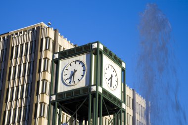 Administration building, clock tower and fountain in Memphis, Tennessee clipart