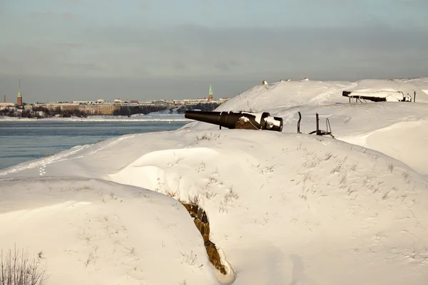 Захист моря Suomenlinna фортецею гармати — стокове фото