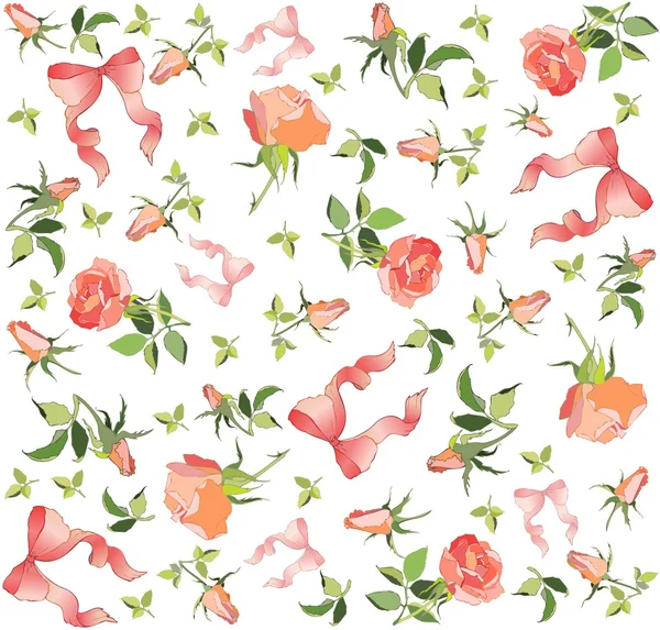 Retro floralen Hintergrund. Rose, Verbeugung. — Stockvektor