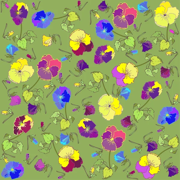 Retro floral background. Pansies. — Stock Vector