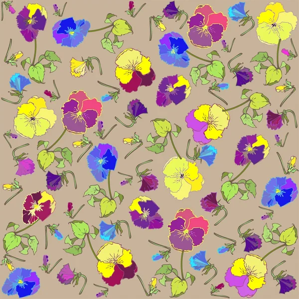 Retro květinové pozadí. macešky. — Stockový vektor