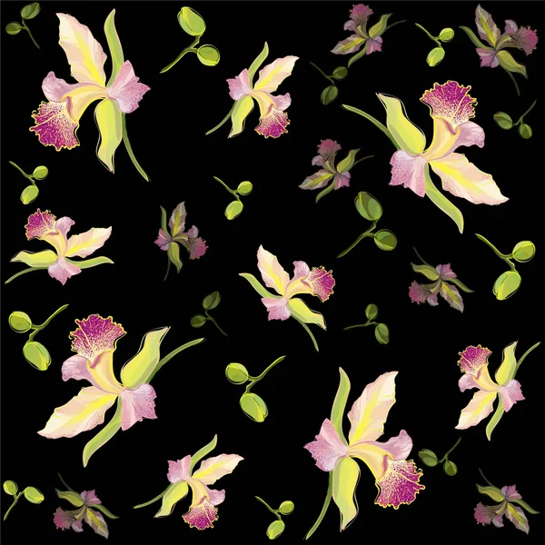 Fond floral rétro. Orchidée . — Image vectorielle
