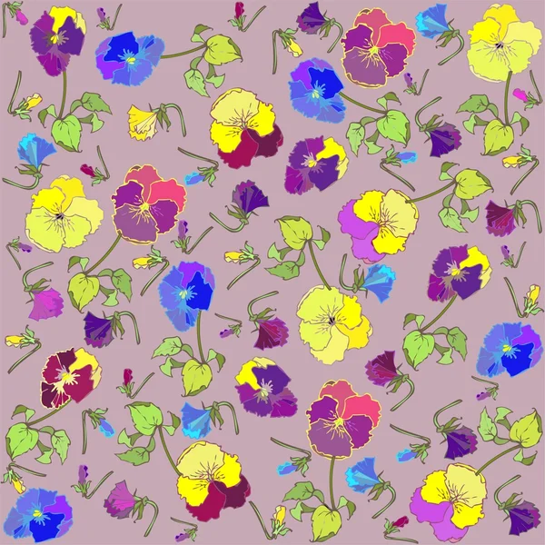 Retro floral background. Pansies. — Stock Vector