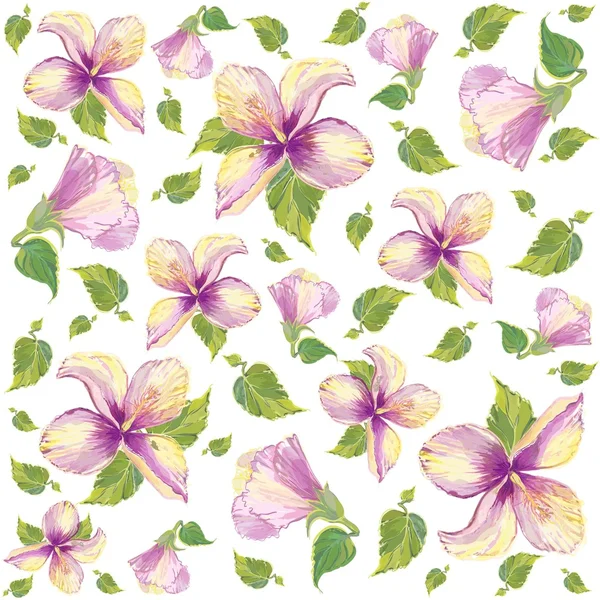 Fond Floral Rétro Hibiscus — Image vectorielle
