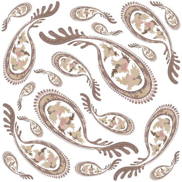 ペーズリーの飾り おしゃれな現代壁紙または繊維からのシームレスな背景 — ストックベクタ