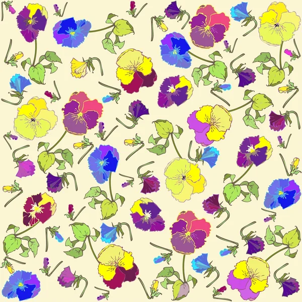 Retro floralen Hintergrund. Stiefmütterchen. — Stockvektor