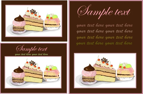 Illustrations of the cake. Menu. — Stock Vector
