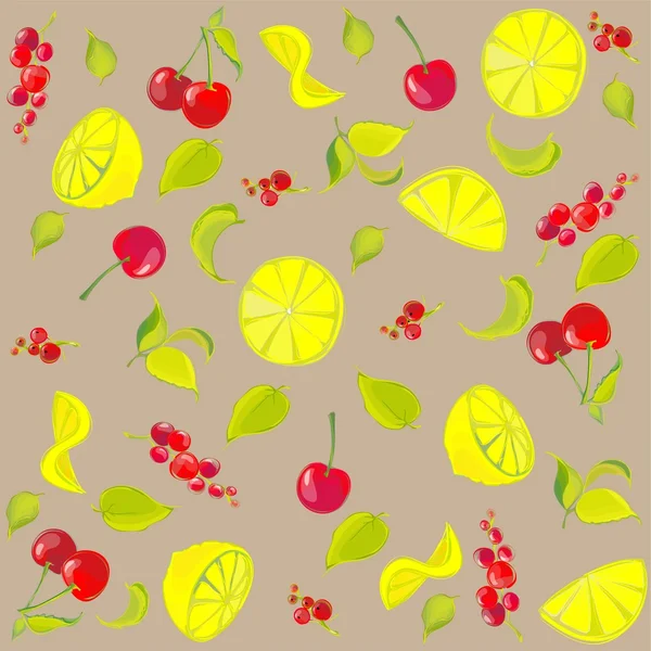 Бесшовный фон с изображением прекрасных фруктов . — стоковый вектор