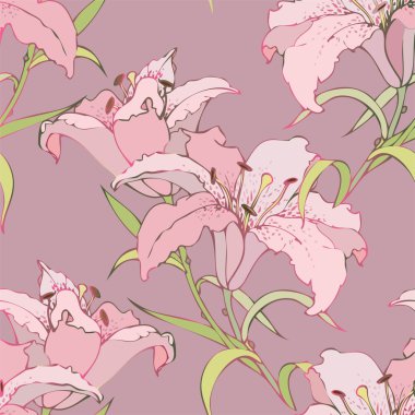 Seamless background from a flowers ornament, fashionable modern wallpaper or textile. Lilies. clipart