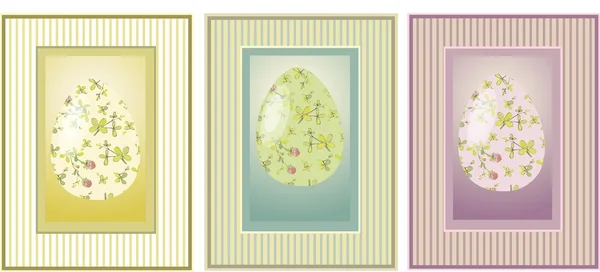 Вінтажні Листівки Великодніми Яйцями Декоративні Елементи — стоковий вектор