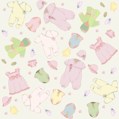 Set for newly born baby.For little girl. clipart