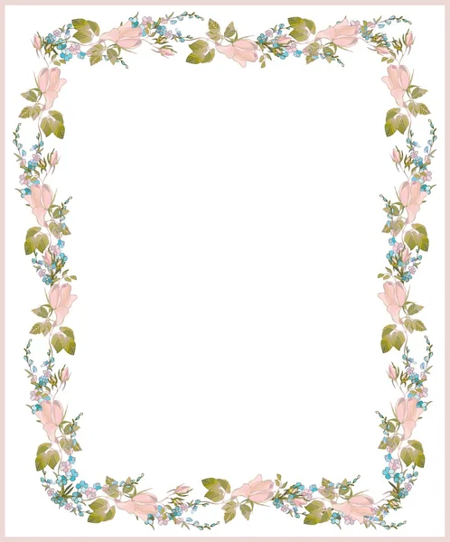 Krásný dekorativní rámec s květinami. — Stockový vektor