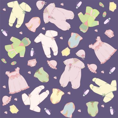 Set for newly born baby.For little girl. clipart