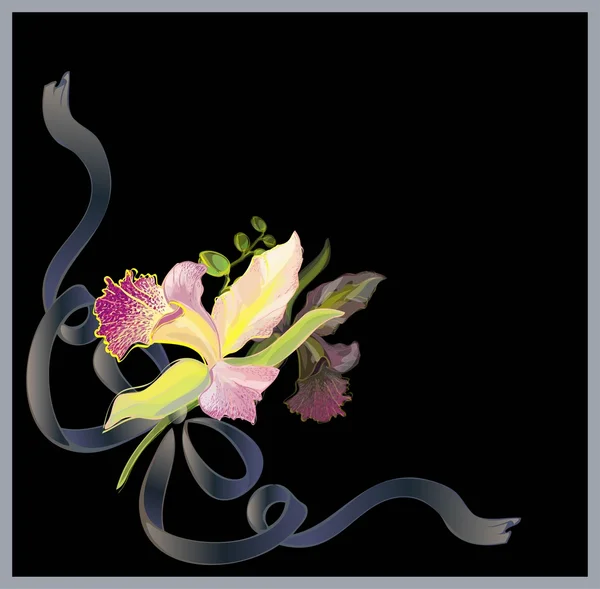Carte de voeux avec un bouquet d'orchidées . — Image vectorielle