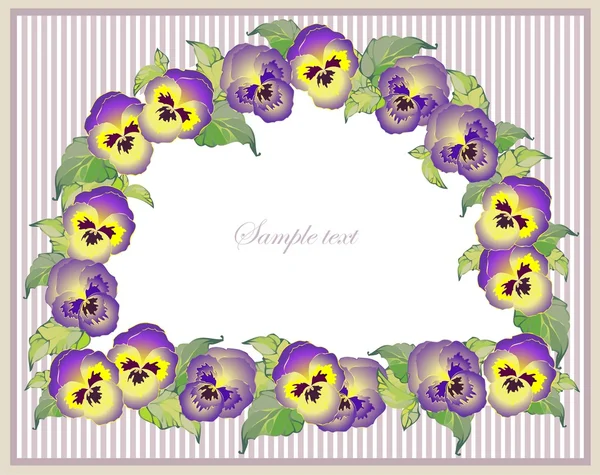 用鲜花的美丽装饰框架。与紫罗兰贺卡. — 图库矢量图片