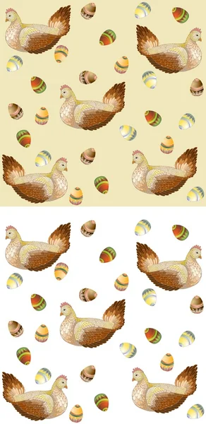 イースターの卵と鶏します。シームレスな背景. — ストックベクタ