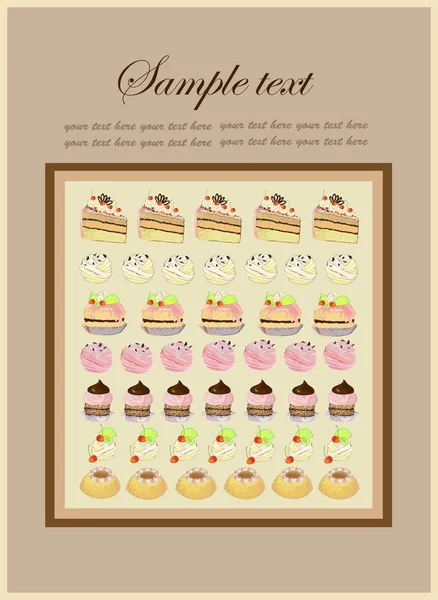 Illustrations of the cake. Menu. — Stock Vector