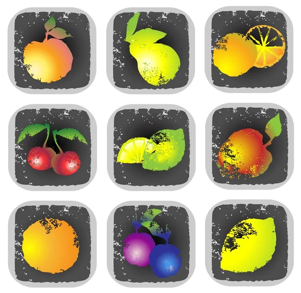 Conjunto de ícones de várias frutas e legumes. Frutos de ilustração . — Vetor de Stock