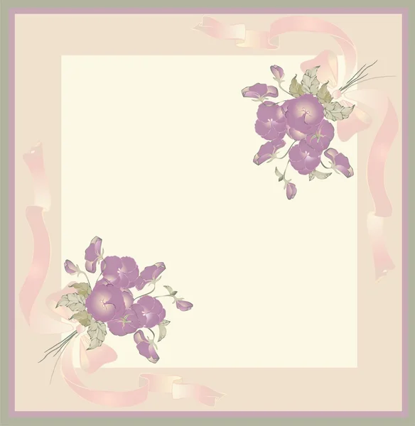 Krásný dekorativní rámec s květinami. přání s kyticí — Stockový vektor