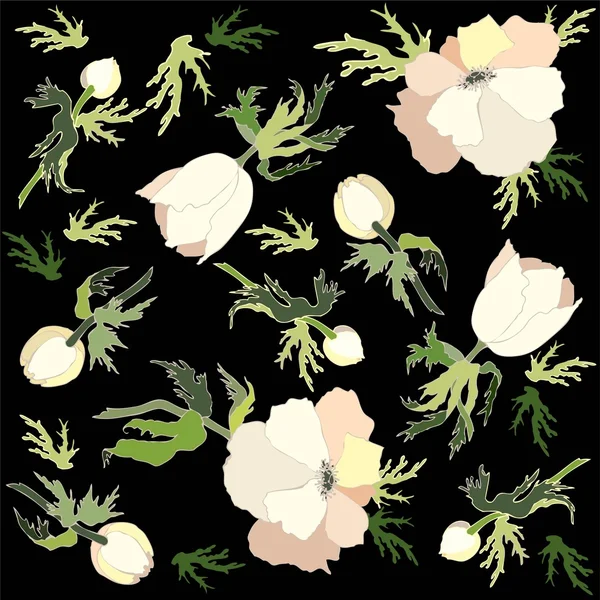 Naadloze background.illustration anemonen. — Stockvector