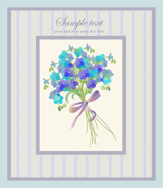 Vacker dekorativ ram med blommor. gratulationskort med Glöm-mig- — Stock vektor