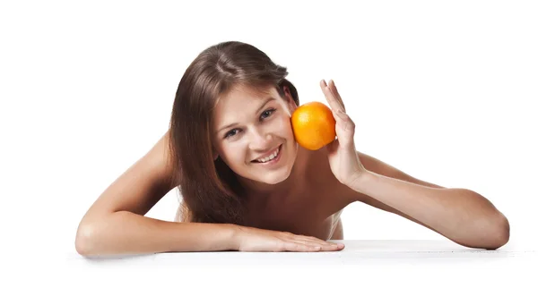 오렌지 과일 여자 — 스톡 사진