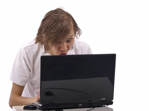 Emotional player in computer games — Stock Photo, Image