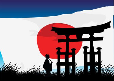 Vector illustration of a japanese style architectural heritage clipart