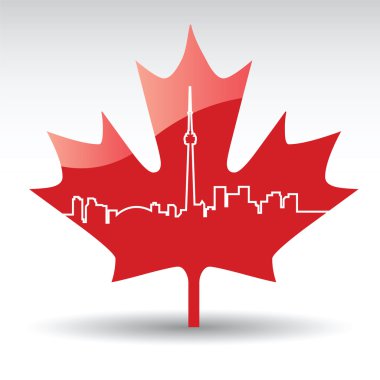 Vector cityscape of toronto on a maple leaf clipart