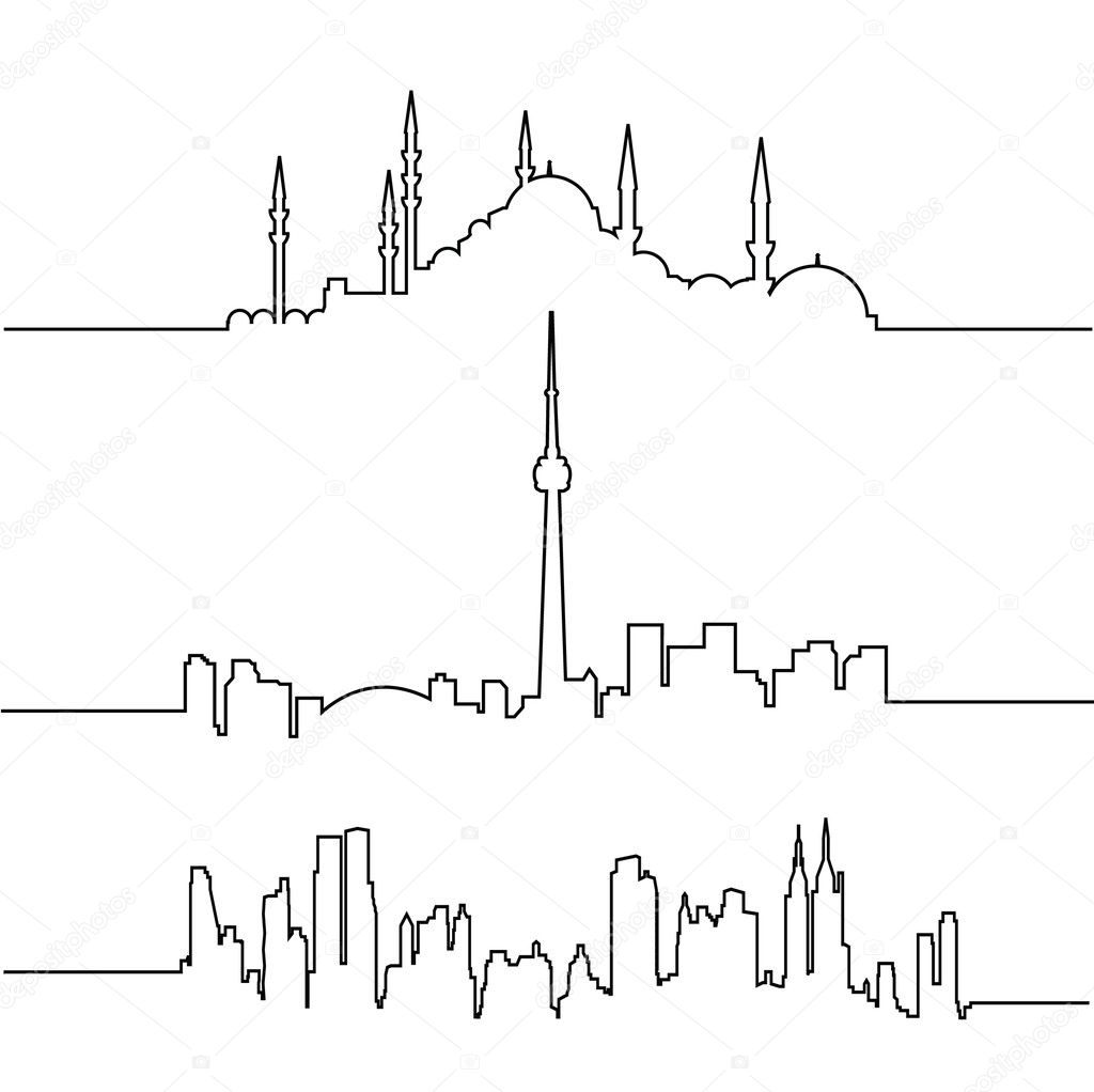 Vector set of various cityscapes