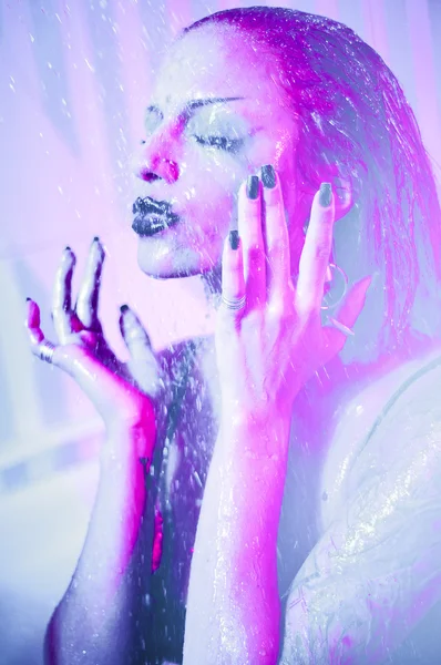 Young Woman Bright Make Having Shower — Stock Photo, Image
