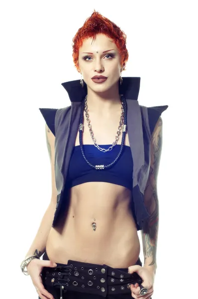 Beautiful tattooed girl isolated — Stockfoto